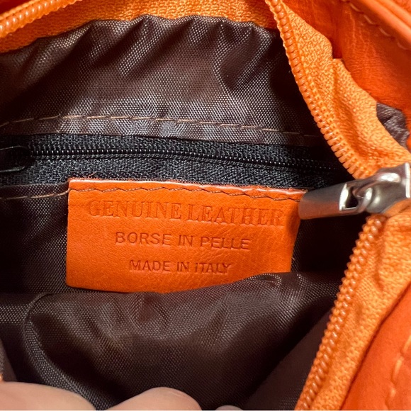 vera pelle orange genuine leather shoulder bag L120-38 - Picture 5 of 6